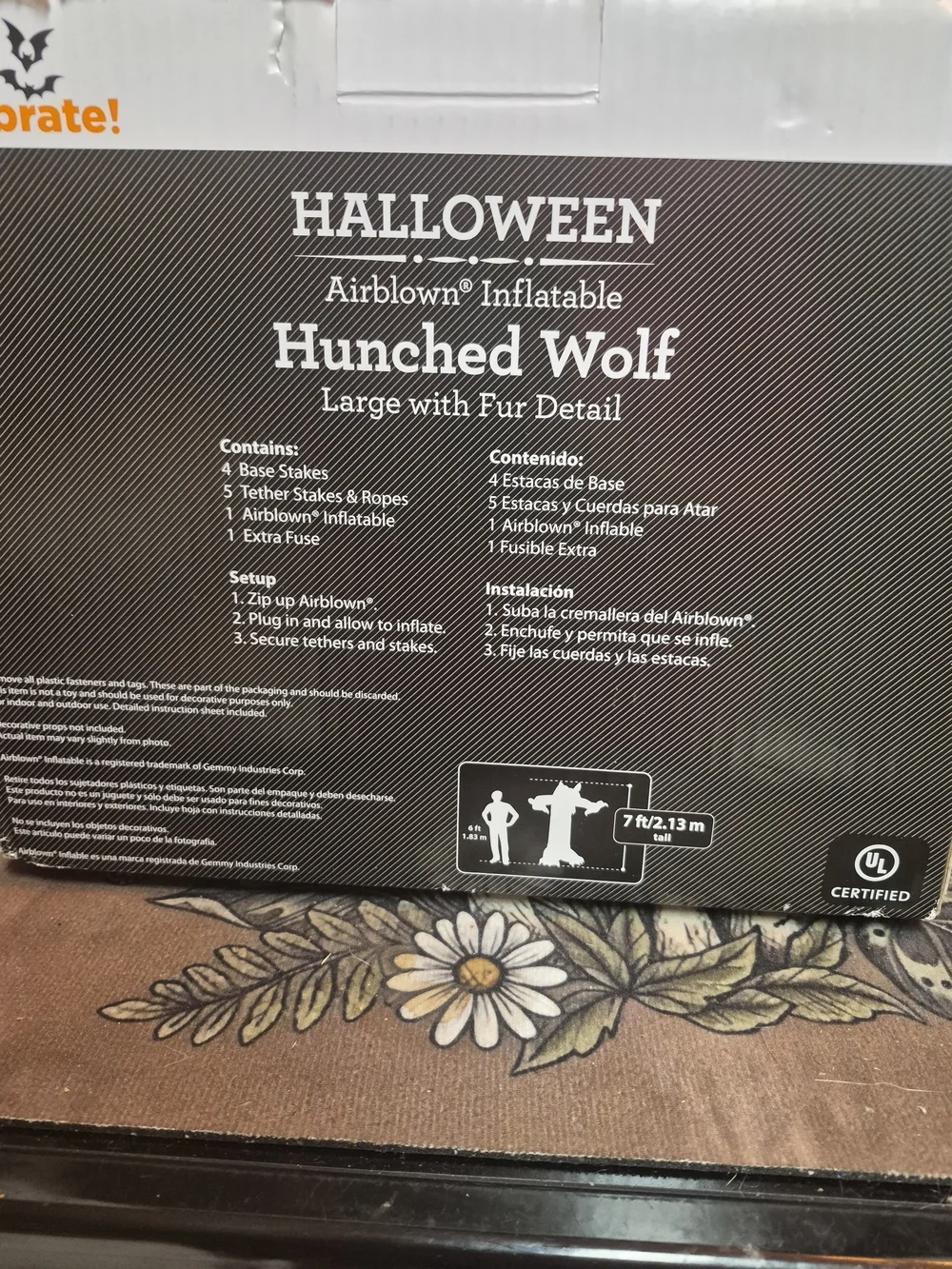 The Wav to Celebrate! Halloween Airblown 7 ft Lighted Wolf Inflatable in multico